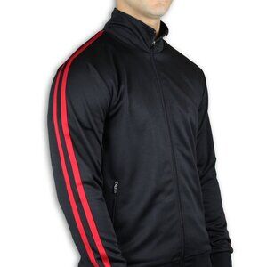 Men's Track Full-Zip Athletic Jogging Top, Black/Red